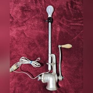 Vintage Universal 1 Steampunk Antique Meat Grinder Lamp USA‎ Made *No Lamp Shade